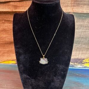 Hello Kitty cute feminine Y2K‎ gold chain pink bow Rhinestone Pendant Necklace